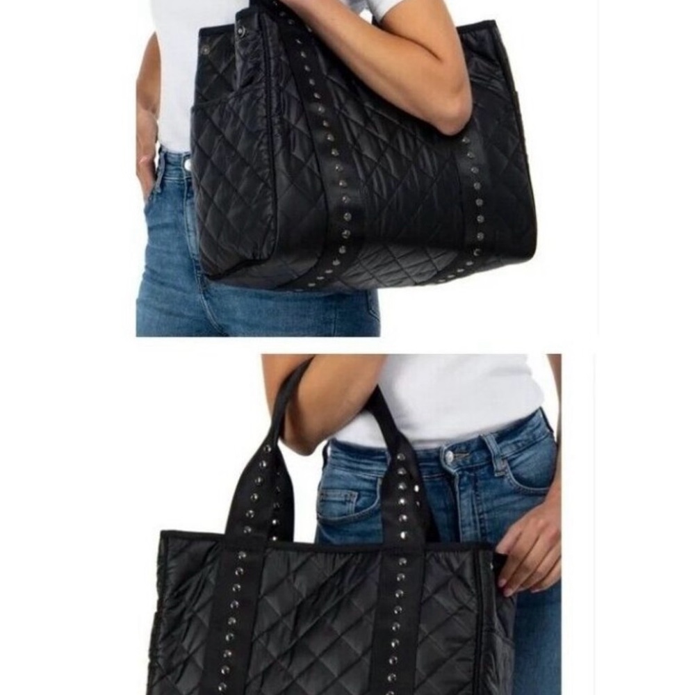 HAUTE SHORE Black Jaime Quilted Tote with Silver Studs - Picture 2 of 8
